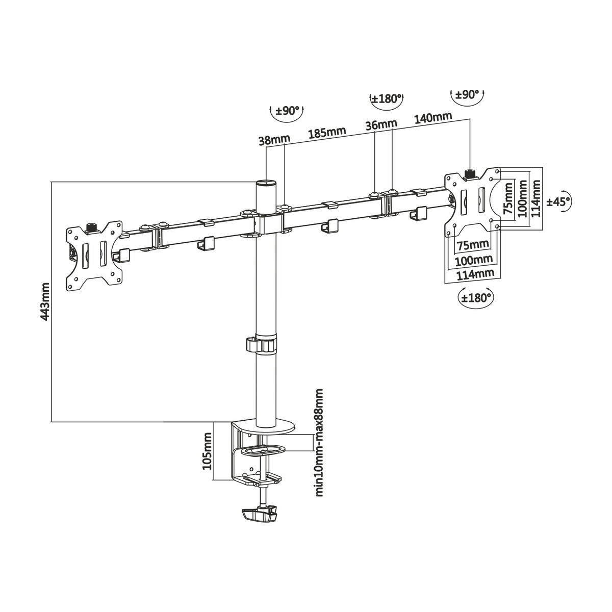 Schermtafel Support Aisens Zwart 32" 13"